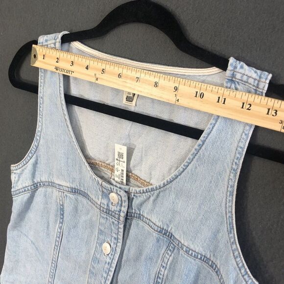 Madewell Top Sz 0 Denim Button Front Vest 100% Cotton Crop Tank Light Wash New* - Picture 7 of 13